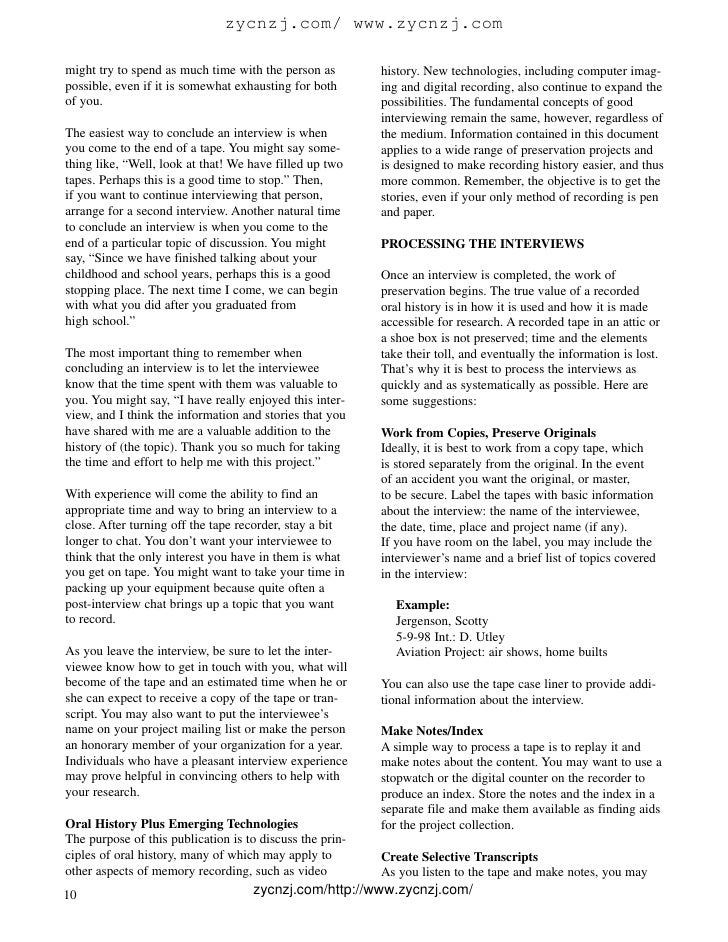 Oral history guidelines