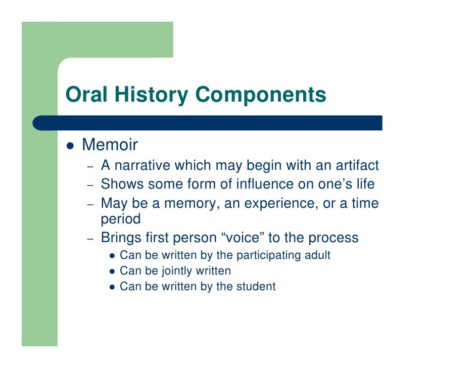 Oral history project explanation