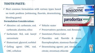 ORAL HYGIENE PRODUCTS (DESIGN OF COSMECEUTICAL PRODUCTS) | PPTX