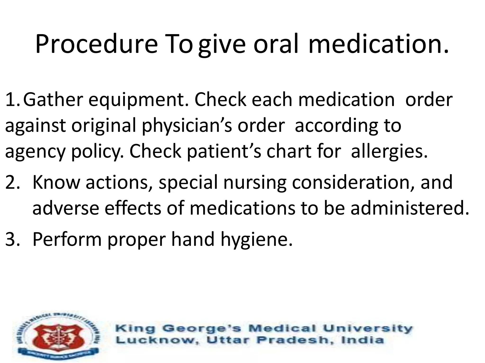 Oral medication PPT