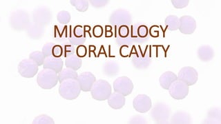 MICROBIOLOGY
OF ORAL CAVITY
 