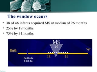 The window occurs
• 38 of 46 infants acquired MS at median of 26 months
• 25% by 19months
• 75% by 31months
137
 