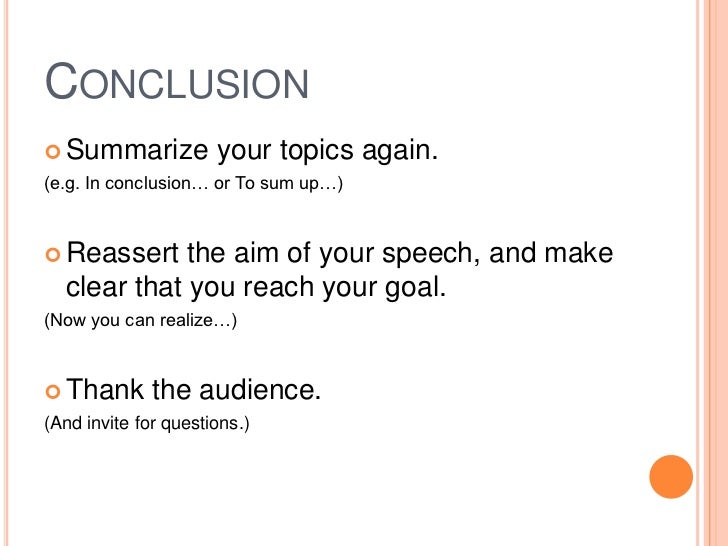 conclusion of oral presentation