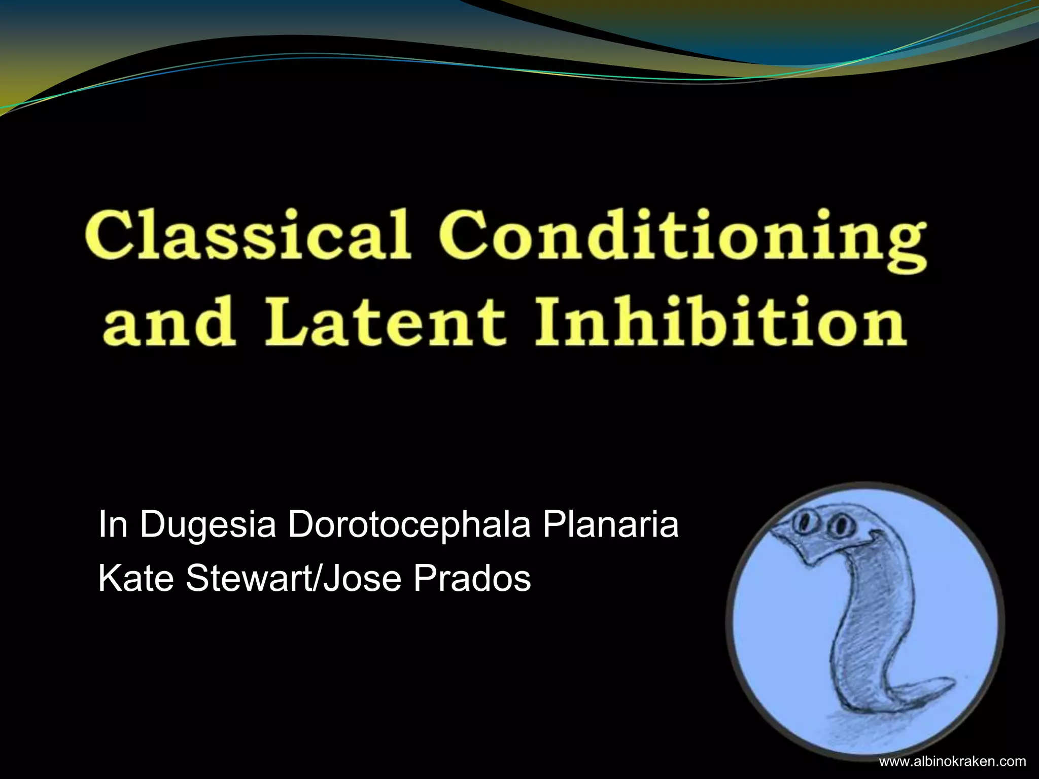 Classical Conditioning and Latent InhibitionIn Dugesia Dorotocephala PlanariaKate Stewart/Jose Pradoswww.albinokraken.com