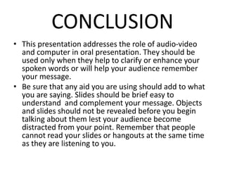 Role of audio visual aids and computers in Oral Presentation | PPTX