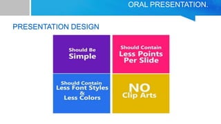 ORAL PRESENTATION.
PRESENTATION DESIGN
 
