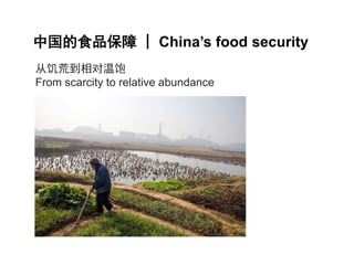 中国的食品保障| China’s food security 
从饥荒到相对温饱 
From scarcity to relative abundance 
 