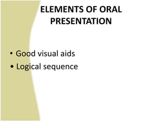 Oral presentation at confernces