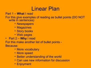 Linear Plan Example Oral presentation E3 | PPS