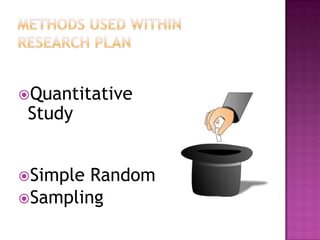 Methods used within research planQuantitative StudySimple Random Sampling