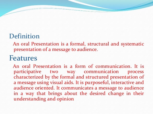 what is the definition of oral presentation