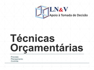 Técnicas
Orçamentárias
Previsão
Planejamento
Controle