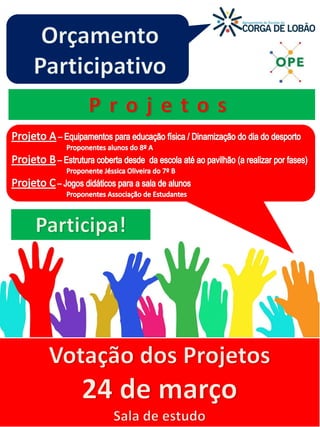 Orçamento participativo projetos a votação