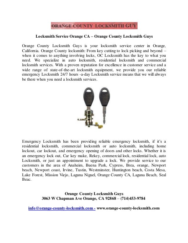 Locksmith Service Orange CA – Orange County Locksmith Guys
Orange County Locksmith Guys is your locksmith service center i...