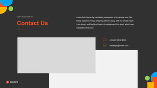 Contact Us
Get in touch with us A wonderful serenity has taken possession of my entire soul, like
these sweet mornings of spring which I enjoy with my whole heart.
I am alone, and feel the charm of existence in this spot, which was
created for the bliss
+83 485 0938 8503
message@email.com
 