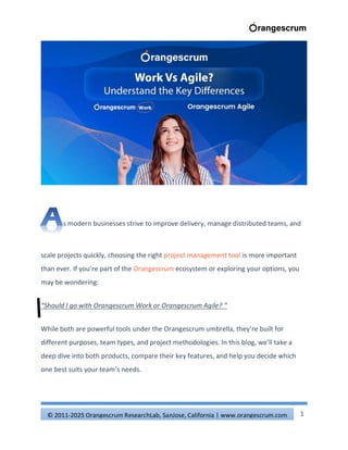 Orangescrum Work or Orangescrum Agile? Understand the Key Differences | PDF