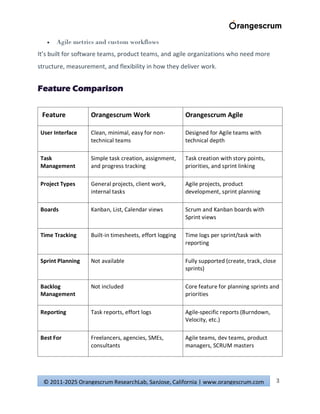 Orangescrum Work or Orangescrum Agile? Understand the Key Differences | PDF