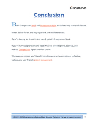 Orangescrum Work or Orangescrum Agile? Understand the Key Differences | PDF
