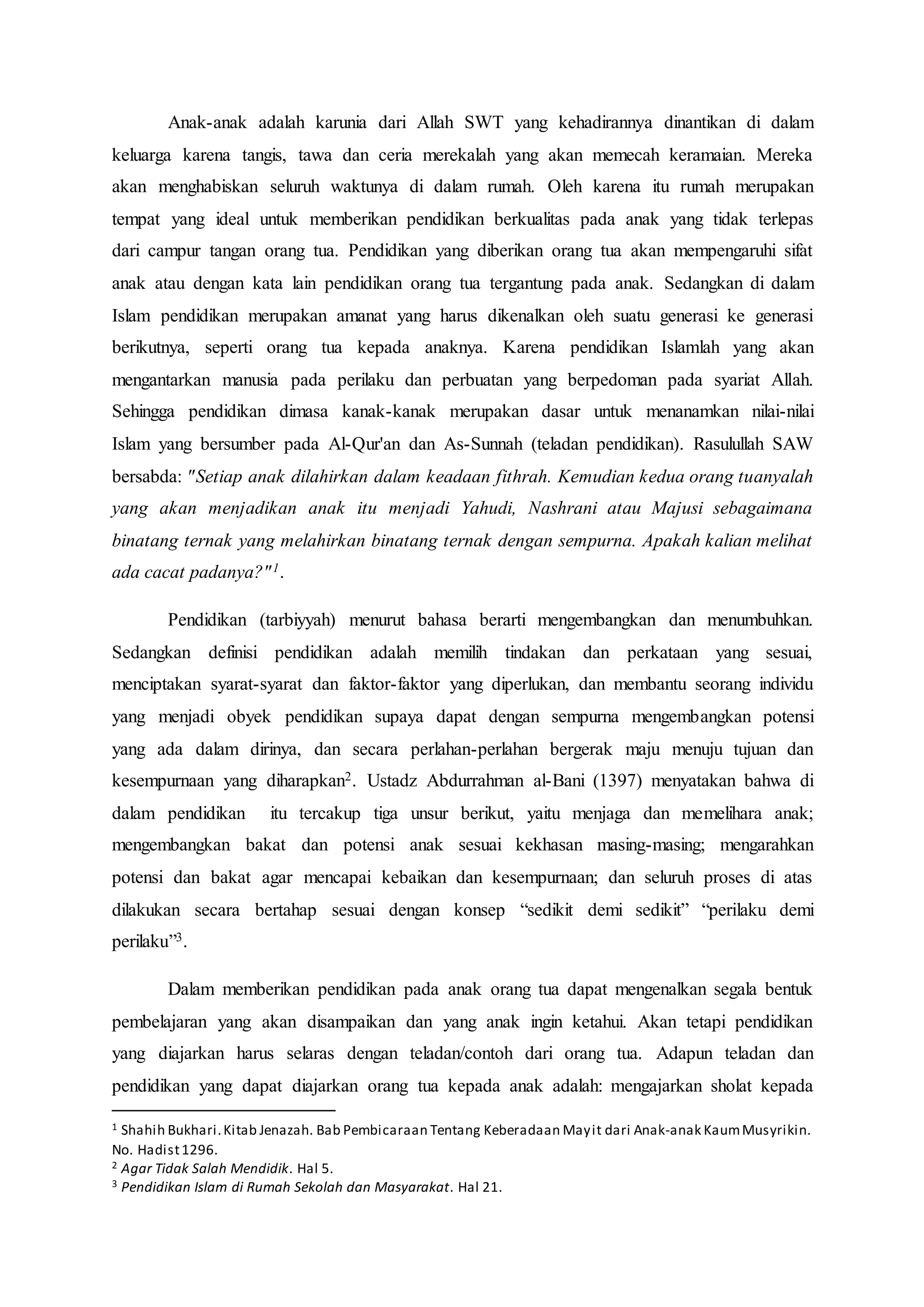 Orang tua sebagai pendidik yang utama dan pertama | DOCX