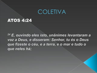 ADORAÇÃONEEMIAS 9:5-65 E os levitas, Jesuá, Cadmiel, Bani, Hasabnéias, Serebias, Hodias, Sebanias e Petaías, disseram: Levantai-vos, bendizei ao SENHOR vosso Deus de eternidade em eternidade; e bendigam o teu glorioso nome, que está exaltado sobre toda a bênção e louvor.    6 Só tu és SENHOR; tu fizeste o céu, o céu dos céus, e todo o seu exército, a terra e tudo quanto nela há, os mares e tudo quanto neles há, e tu os guardas com vida a todos; e o exército dos céus te adora.