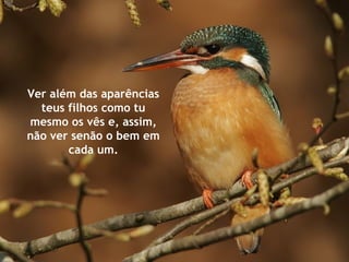 Ver além das aparências
teus filhos como tu
mesmo os vês e, assim,
não ver senão o bem em
cada um.
 