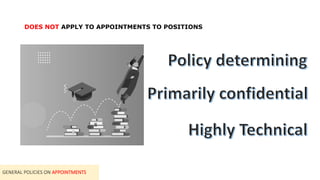 DOES NOT APPLY TO APPOINTMENTS TO POSITIONS
GENERAL POLICIES ON APPOINTMENTS
 
