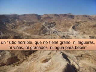 un "sitio horrible, que no tiene grano, ni higueras,
ni viñas, ni granados, ni agua para beber"
 