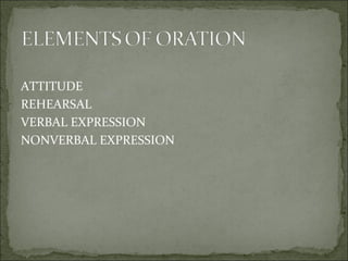 ATTITUDE
REHEARSAL
VERBAL EXPRESSION
NONVERBAL EXPRESSION
 