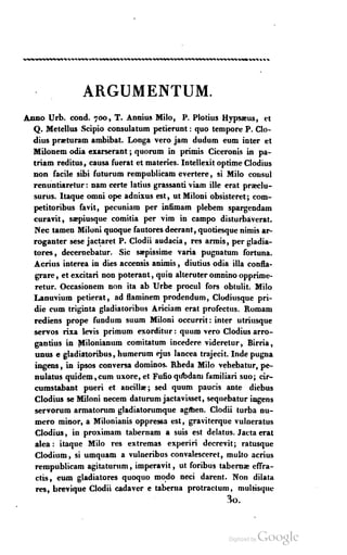 Orationis pro Milone argumentum latine scriptum