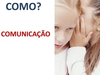 COMO?
COMUNICAÇÃO
 