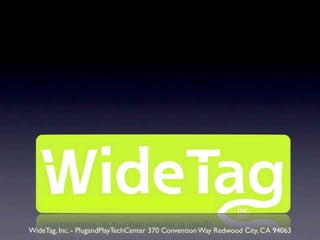 WideTag, Inc. - PlugandPlayTechCenter 370 Convention Way Redwood City, CA 94063
 