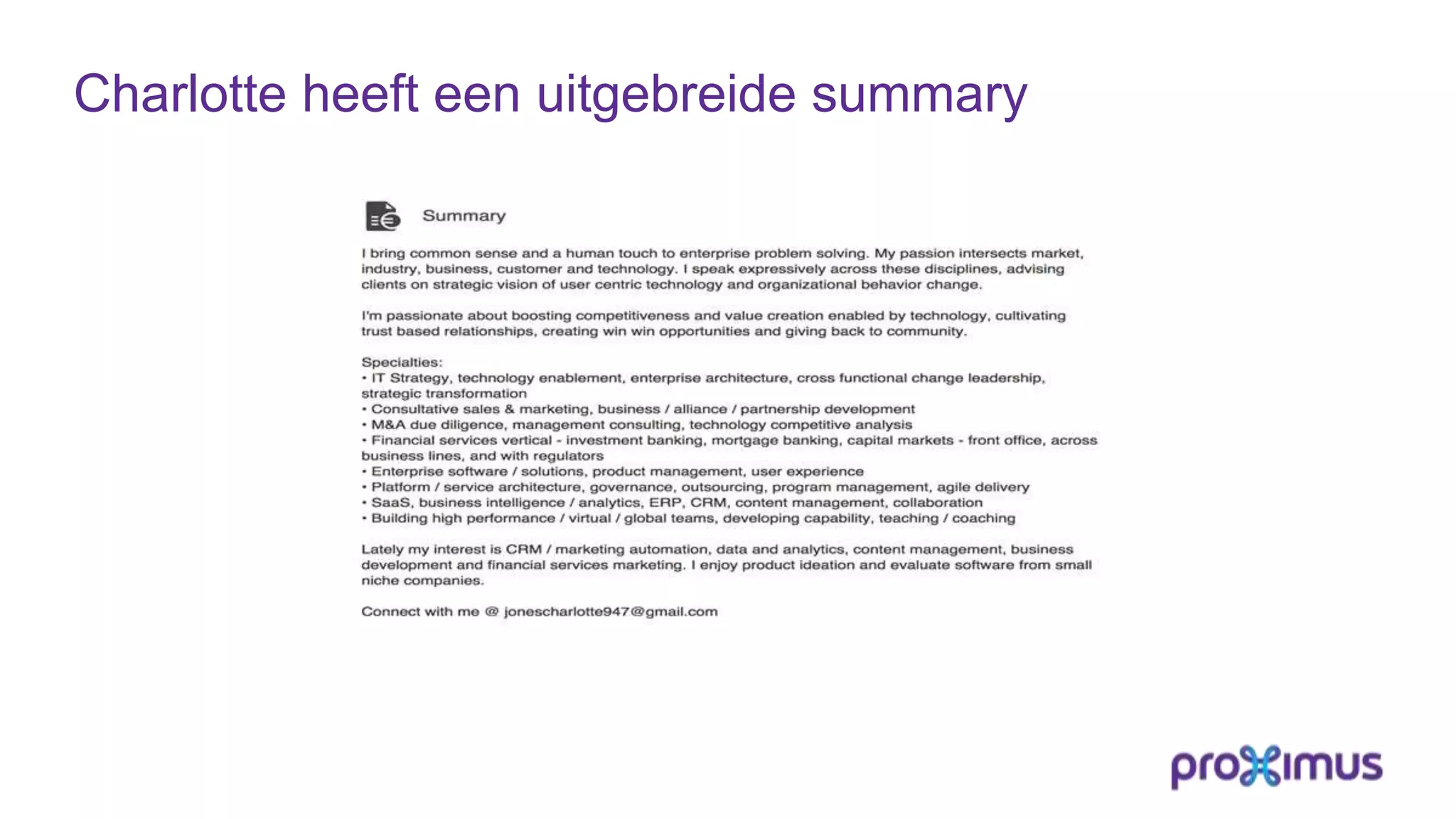 Charlotte heeft een uitgebreide summary
 