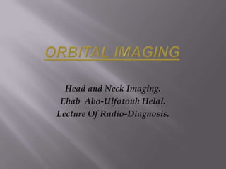 Head and Neck Imaging.
Ehab Abo-Ulfotouh Helal.
Lecture Of Radio-Diagnosis.
 