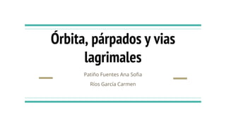 Órbita, párpados y vias
lagrimales
Patiño Fuentes Ana Sofia
Ríos García Carmen
 