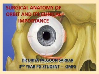 SURGICAL ANATOMY OF
ORBIT AND ITS CLINICAL
IMPORTANCE
17-07-2020 16:15:23
 