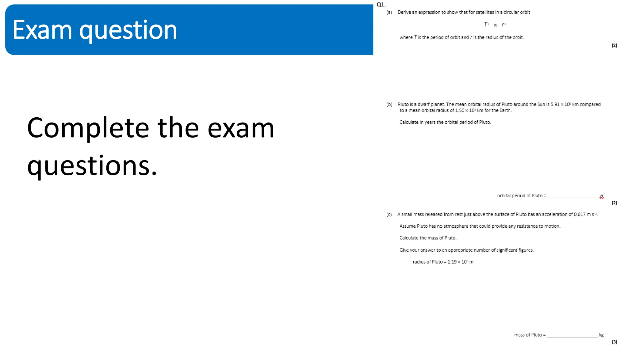 SciDoc
Exam question
Complete the exam
questions.
 