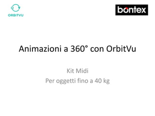Animazioni a 360° con OrbitVu

             Kit Midi
      Per oggetti fino a 40 kg
 