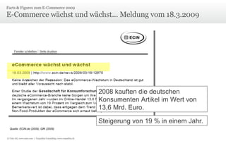 E-Commerce wächst und wächst... Meldung vom 18.3.2009 Facts & Figures zum E-Commerce 2009  2008 kauften die deutschen Konsumenten Artikel im Wert von 13,6 Mrd. Euro. Steigerung von 19 % in einem Jahr. Quelle: ECIN.de (2009), GfK (2009) © Unic AG, www.unic.com  |  Carpathia Consulting, www.carpathia.ch 