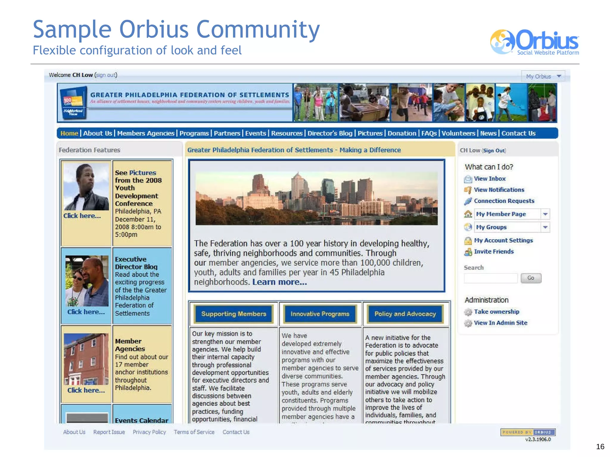 Sample Orbius Community Flexible configuration of look and feel 