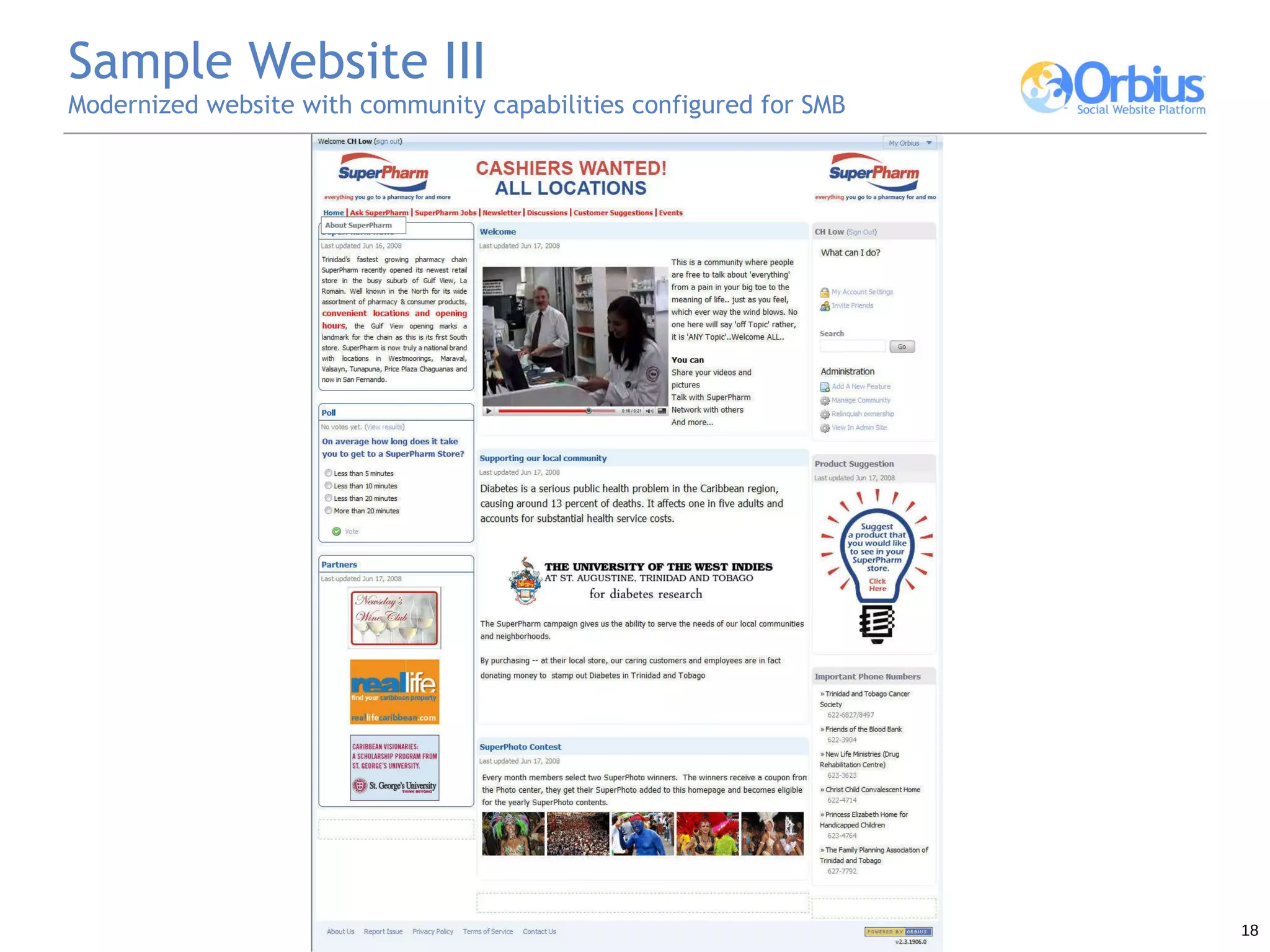 Sample Website III Modernized website with community capabilities configured for SMB 