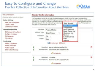 Easy to Configure and Change Flexible Collection of Information About Members 