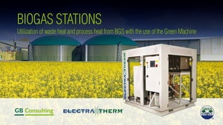 solution for renewable and green energy
BIOGAS STATIONS
Utilization of waste heat and process heat from BGS with the use of the Green Machine
 