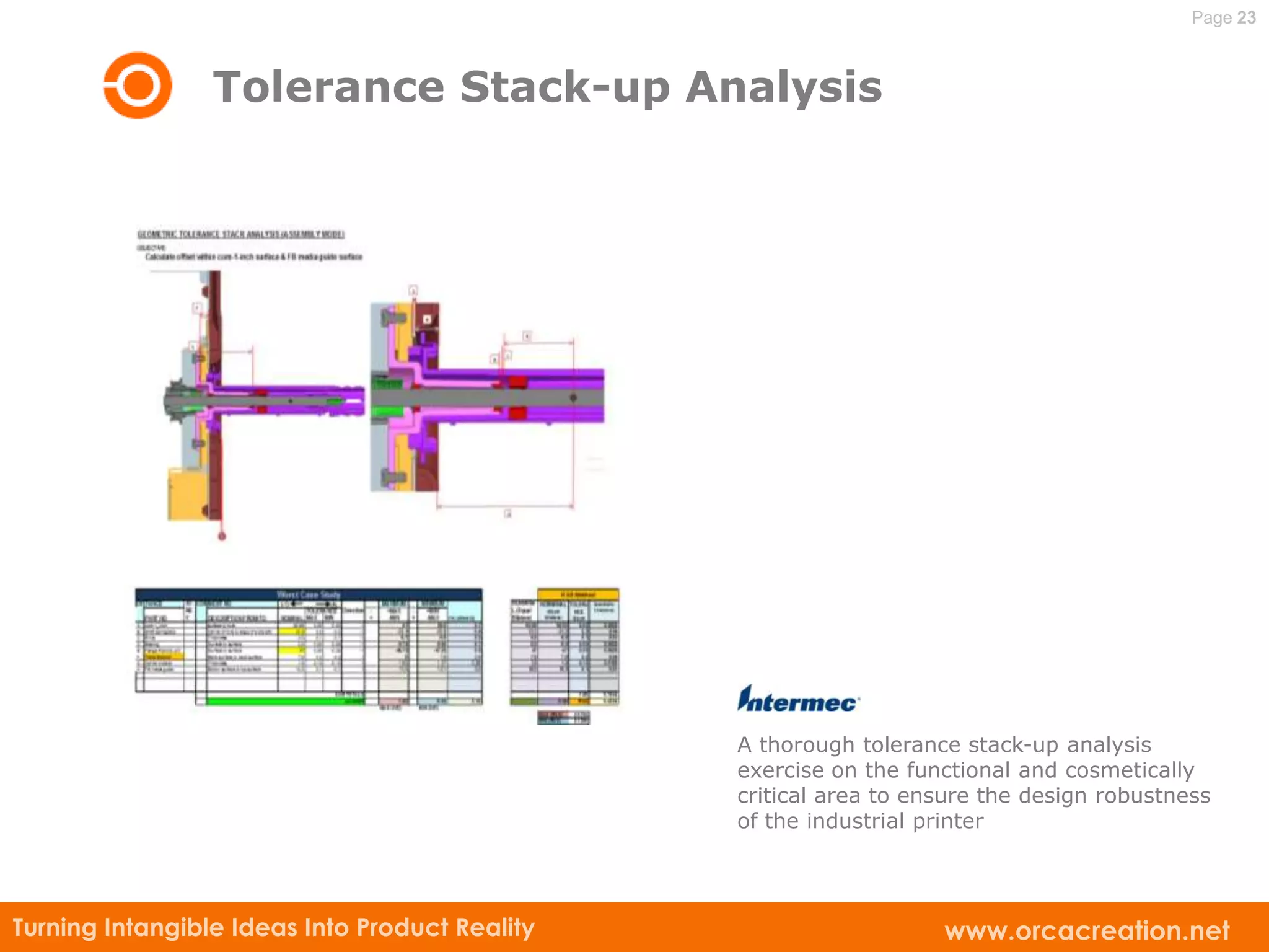 Page 23



                 Tolerance Stack-up Analysis




                                                A thorough tolerance stack-up analysis
                                                exercise on the functional and cosmetically
                                                critical area to ensure the design robustness
                                                of the industrial printer




Turning Intangible Ideas Into Product Reality                      www.orcacreation.net
 