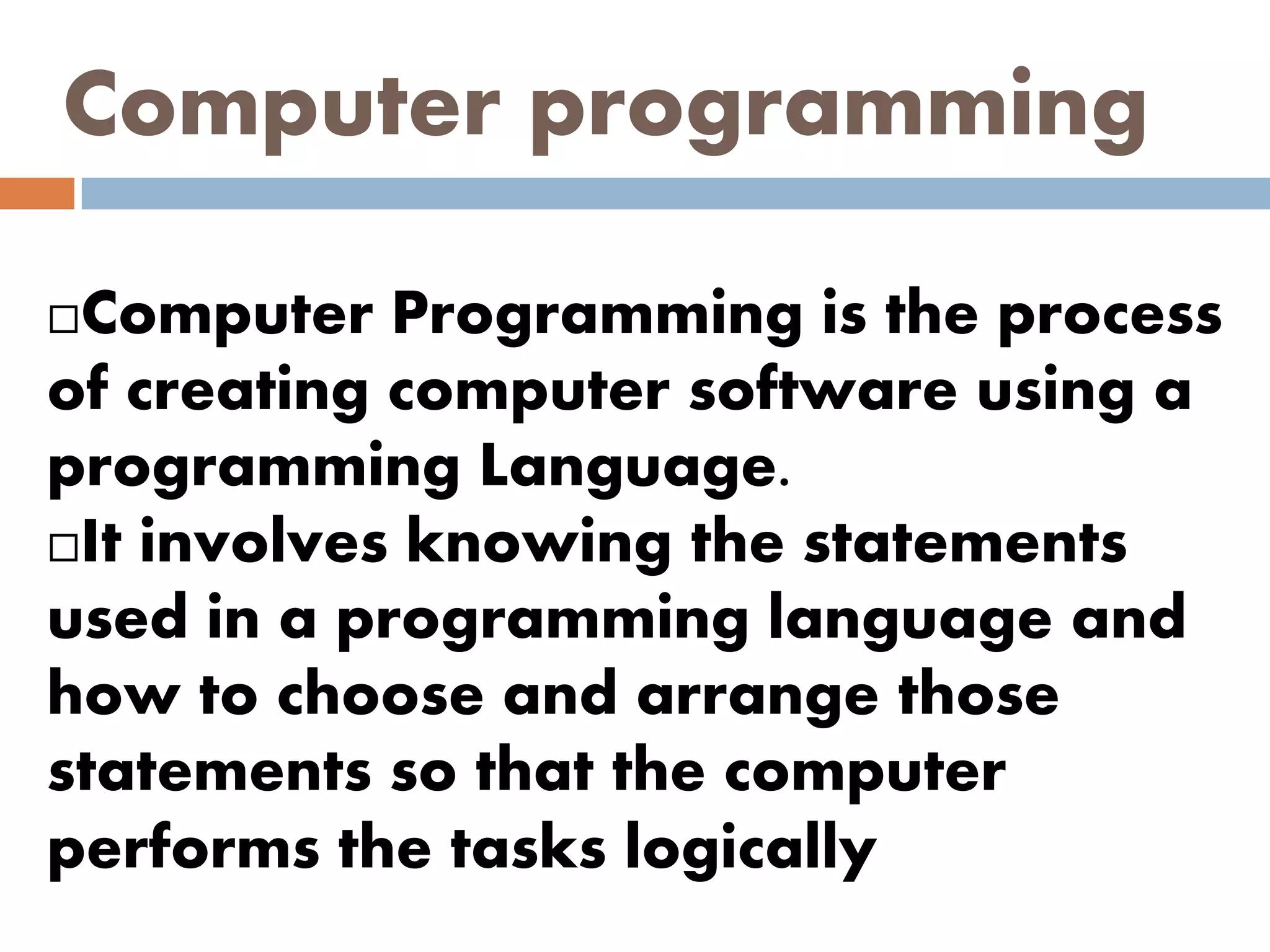 Introduction to computer programming | PPT