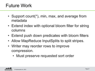 © Hortonworks Inc. 2012
Future Work
Page 27
 