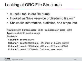 © Hortonworks Inc. 2012
Looking at ORC File Structures
Page 19
 