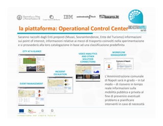 la piattaforma: Operational Control Center
Saranno raccolti dagli Enti preposti (Musei, Sovraintendenze, Ente del Turismo)...