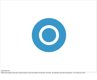 #AgainstAtomism
Holistic vision begins to give way to myopic channel or touch point design and execution. The whole - the seamless cross-channel experience - is no longer top of mind.
 