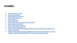 Credits
● Apache cassandra logo
● https://puppet.com/
● https://www.terraform.io/
● https://kubernetes.io/
● https://etcd.io/
● https://xkcd.com/
● https://aws.amazon.com/architecture/icons/
● https://dataintensive.net/
● https://www.yelp.com/brand
● https://thenounproject.com/
● https://upload.wikimedia.org/wikipedia/commons/2/2e/Chicago_Symphony_O
rchestra_2005.jpg
● https://upload.wikimedia.org/wikipedia/commons/thumb/e/e0/Blank_US_map
_borders_labels.svg/1000px-Blank_US_map_borders_labels.svg.png
 