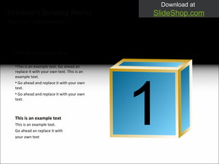 This is an example text. Go ahead an replace it with your own text. This is an example text. Go ahead and replace it with your own text. Go ahead and replace it with your own text. This is an example text This is an example text This is an example text.  Go ahead an replace it with your own text Your own sub headline Children‘s Building Blocks 